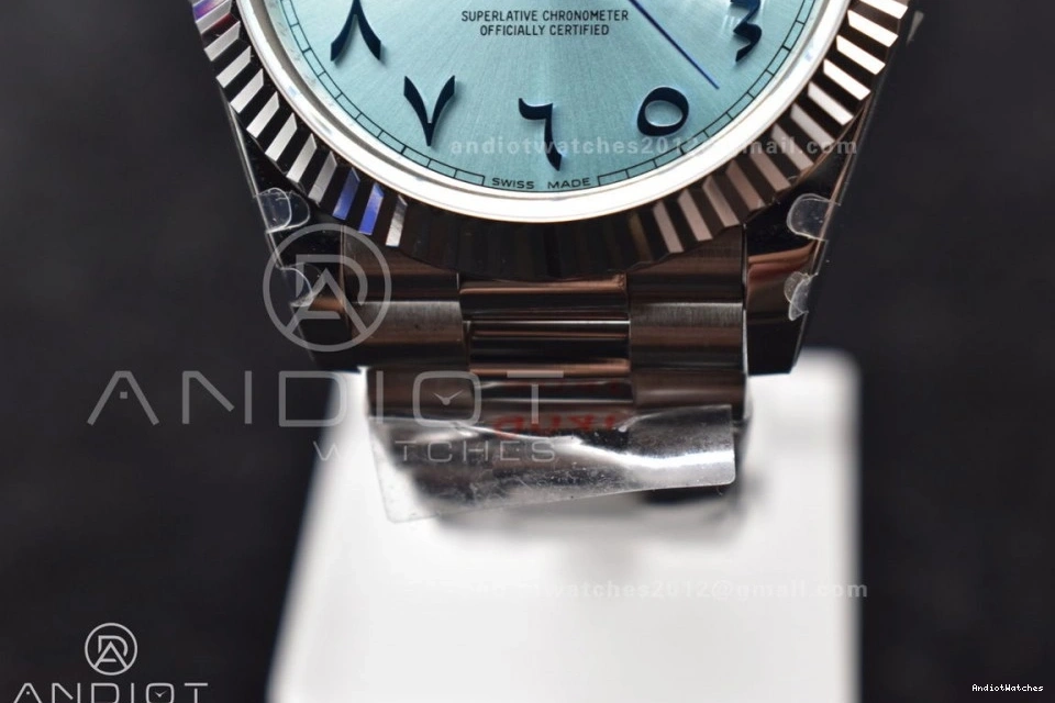 Dial Steel on SS Bracelet V President Arabic GMF 904L Markers A3255 Iced DayDate 40 Blue Cozy 710 0712